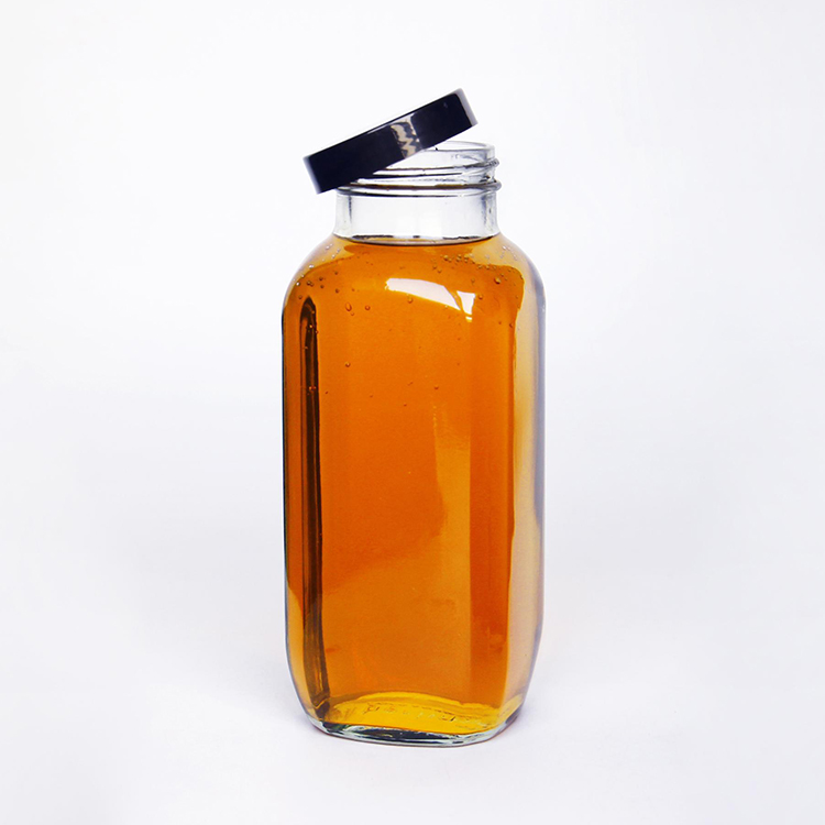 Hot Sales Recycled 500ml French Square Glass Cold Press Juice Beverage Packaging Bottle 8oz and 16oz With Plastic Or Metal Cap