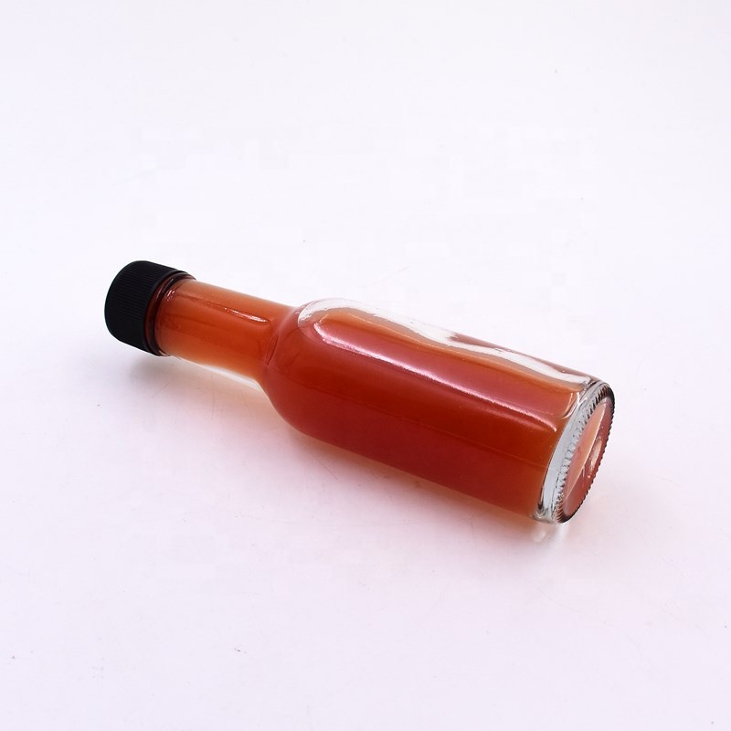 Hot Sauce Bottles 2 Ounce olive oil cooking salad jam caviar Clear Glass Bottles With Lids Dropper Red Hot Shrink Films Bands