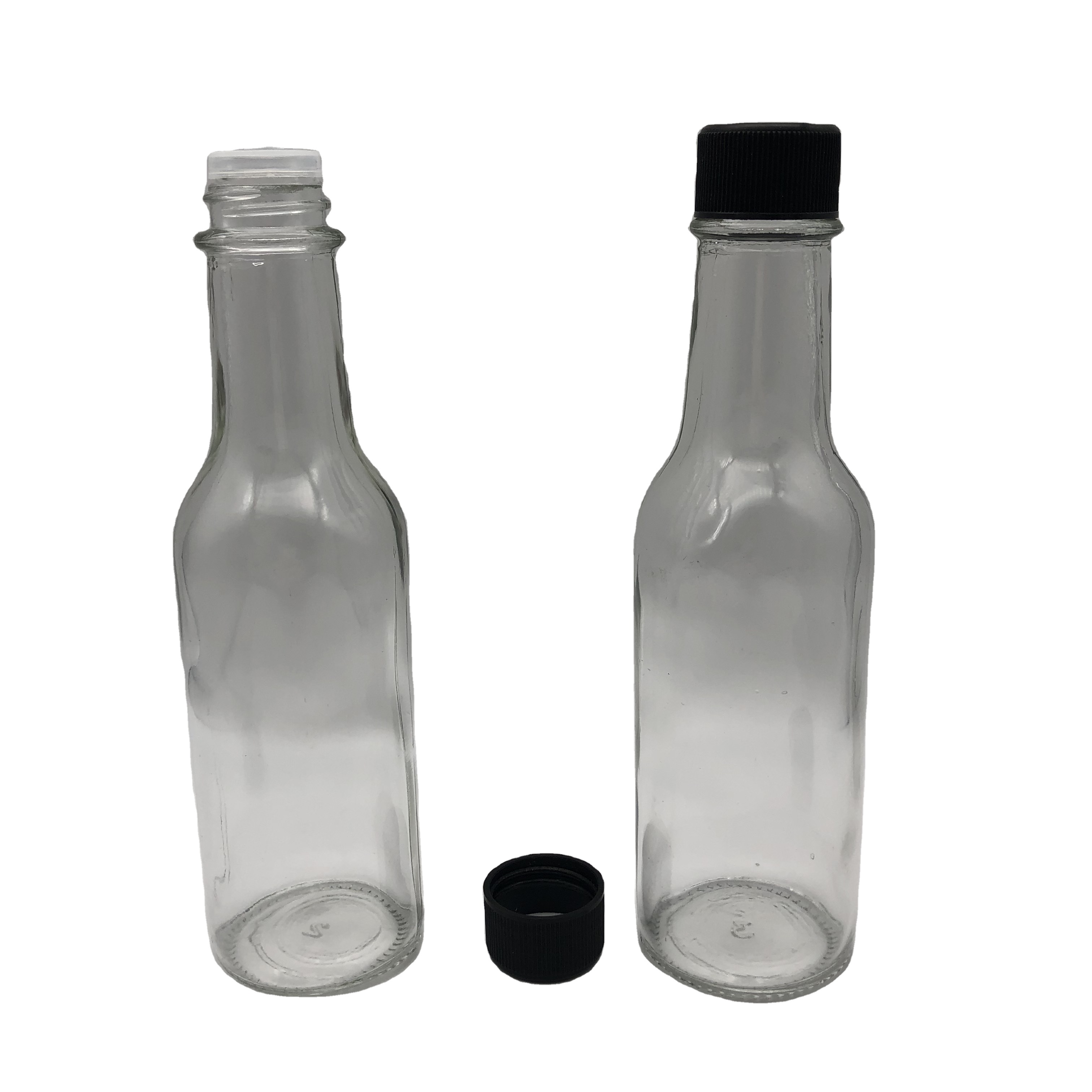 Hot Sauce Bottles with Black Caps & Shrink Bands, 5 Oz