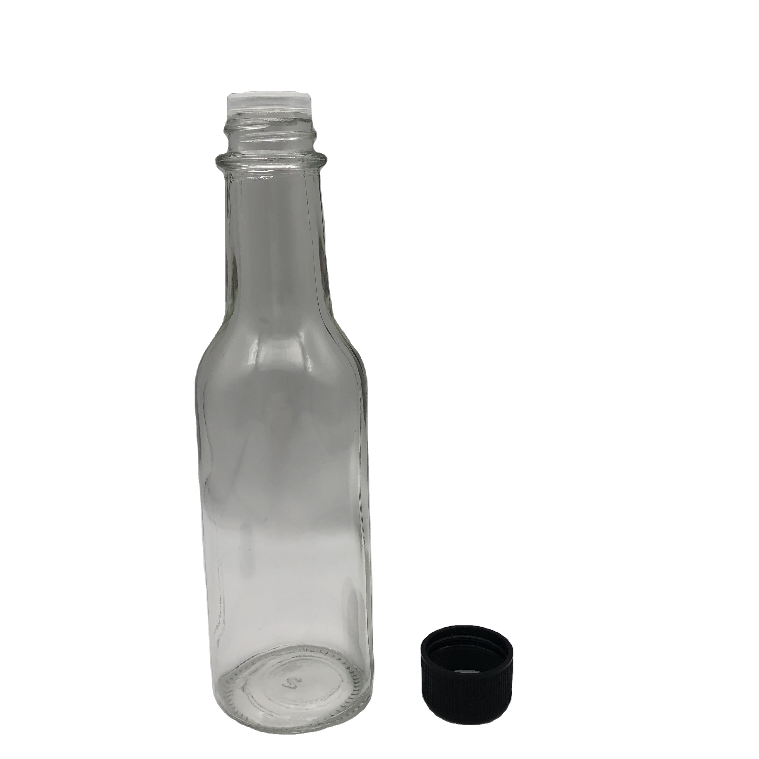 Hot Sauce Bottles with Black Caps & Shrink Bands, 5 Oz
