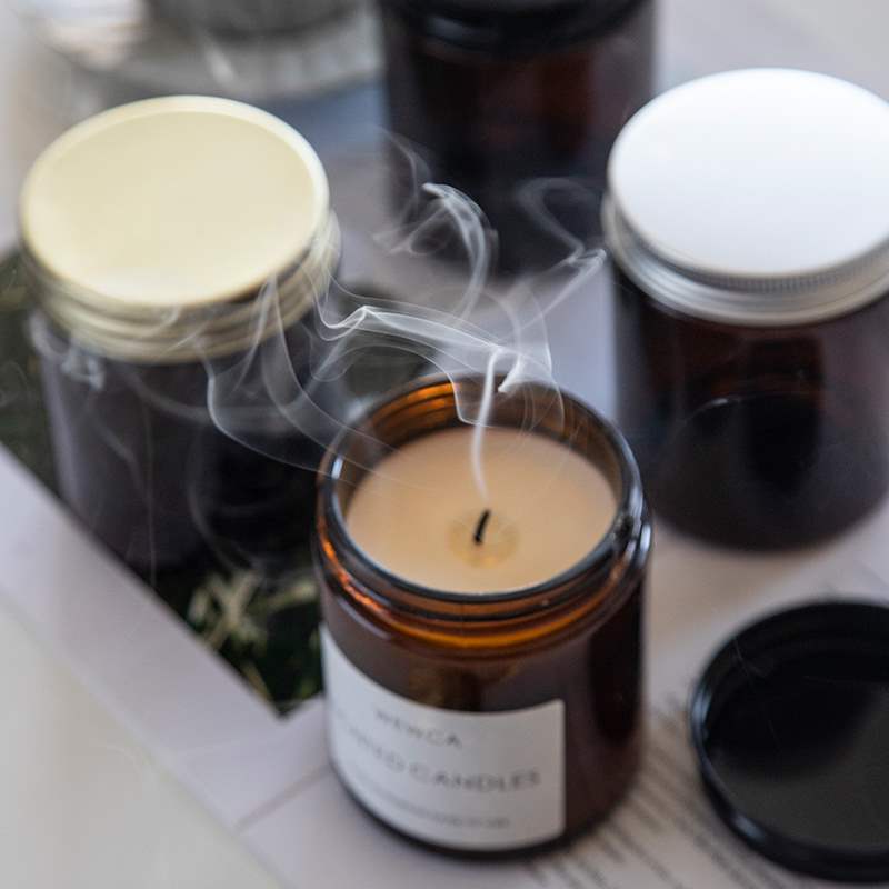 Hot Sell 100ml 250ml Amber Cylindrical Glass Jar For Scented Candle