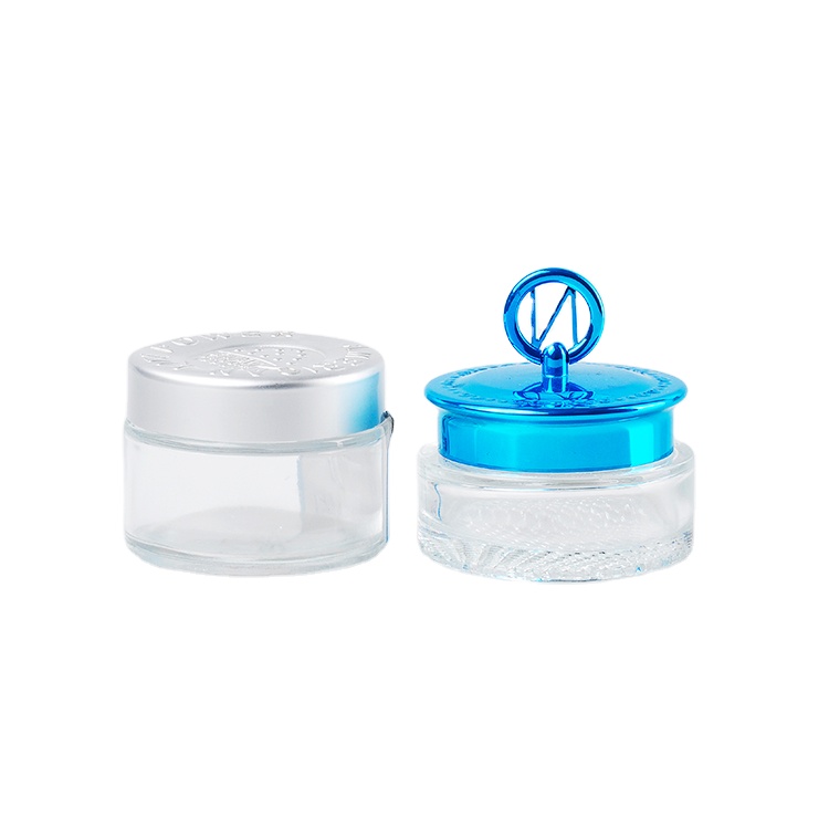 Hot Sell 30 ml Cosmetic Clear Glass Empty Cream Jar Glass With Silver Cap