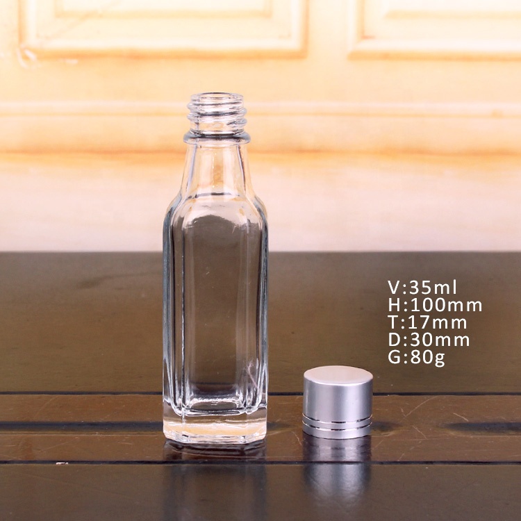Hot Sell 30ml 50ml 100ml Square Shape Empty Glass Olive Oil Liquor Wine Bottle with Screw Lid