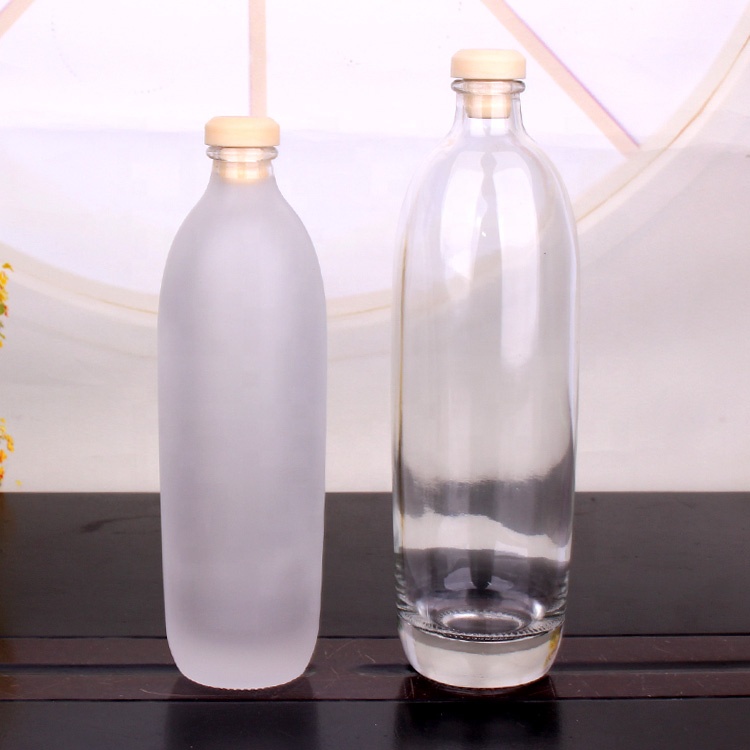 Hot Sell 350ml 500ml Empty Frost Glass wine water bottle for juice with Polymer Stopper