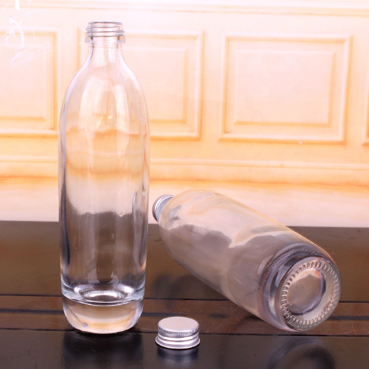 Hot Sell 350ml 500ml Empty Frost Glass wine water bottle for juice with Polymer Stopper