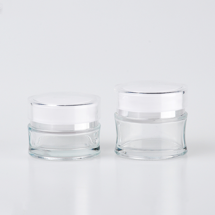 Hot Sell 50 ml Cosmetic Cream Jar 50g Glass Cream Jar Refillable Cream Jar  With Acrylic Cap