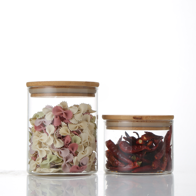 Hot Sell Borosilicate Glass Storage Jars Set Candy With Airtight Bamboo Lids