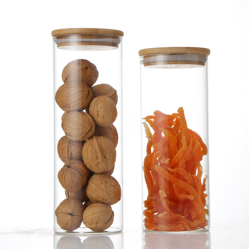 Hot Sell Borosilicate Glass Storage Jars Set Candy With Airtight Bamboo Lids