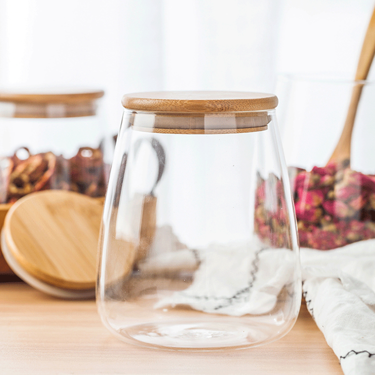Hot Sell Borosilicate Kitchen Storage Glass Jar With Bamboo Lid