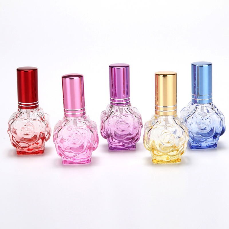 Hot Sell Empty Colored Flower Shape Mini Round Refillable Luxury Car Perfume Bottle Glass 10ml