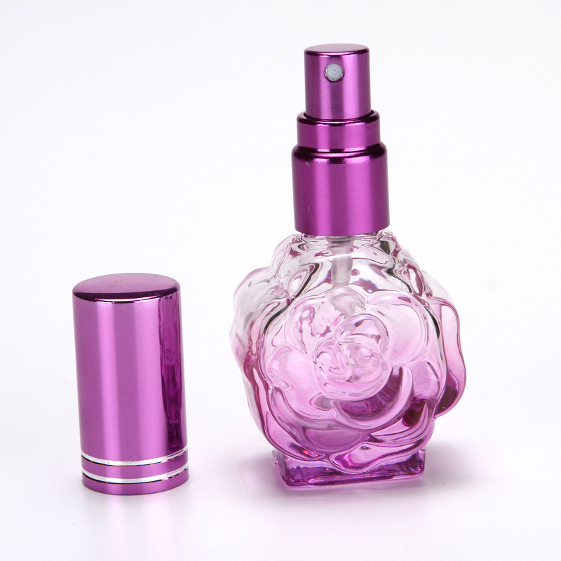 Hot Sell Empty Colored Flower Shape Mini Round Refillable Luxury Car Perfume Bottle Glass 10ml