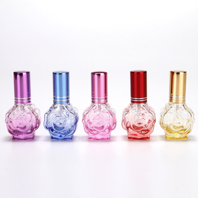 Hot Sell Empty Colored Flower Shape Mini Round Refillable Luxury Car Perfume Bottle Glass 10ml