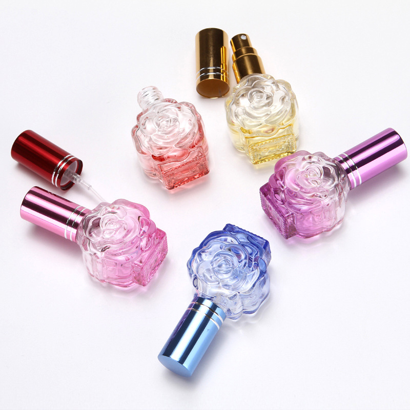 Hot Sell Empty Colored Flower Shape Mini Round Refillable Luxury Car Perfume Bottle Glass 10ml