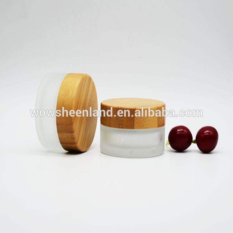 Hot Sell Frosted Flat Cream Jar With Bamboo Cap