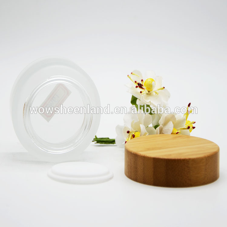 Hot Sell Frosted Glass Eye Cream Jar With Bamboo Cap In Store