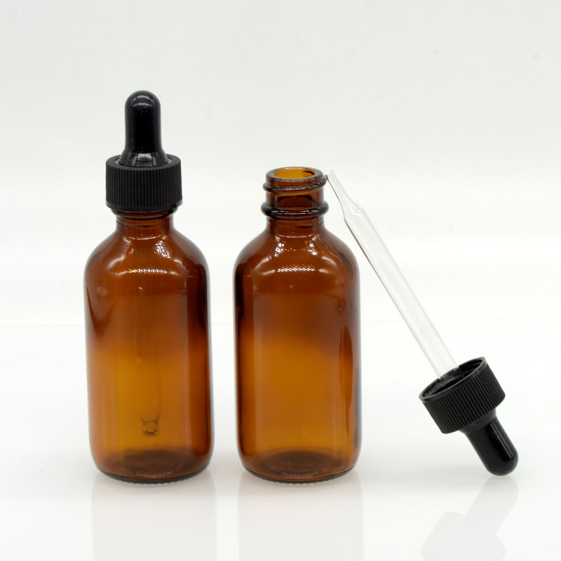 Hot Sell High Quality 1oz 60ml 120ml Amber Blue Boston Round Glass Bottle With Dropper Pipette For Essential Oil Serum Packaging