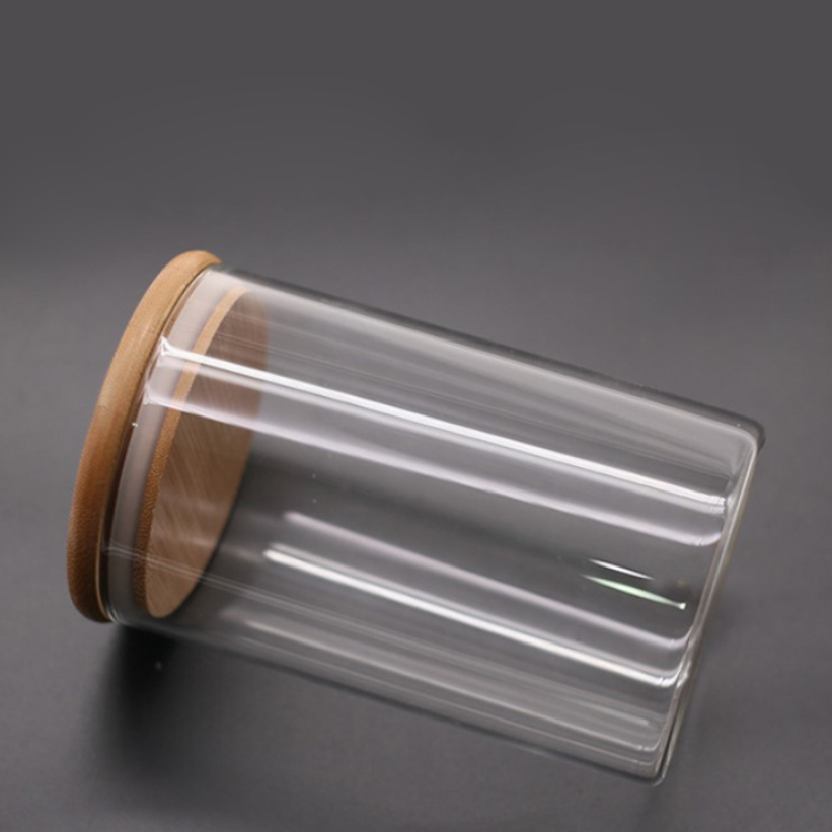 Hot Sell Mini Airtight Cylinder Food Candy 4 Oz Containers With Wooden Top Lid Small Glass Storage Jars
