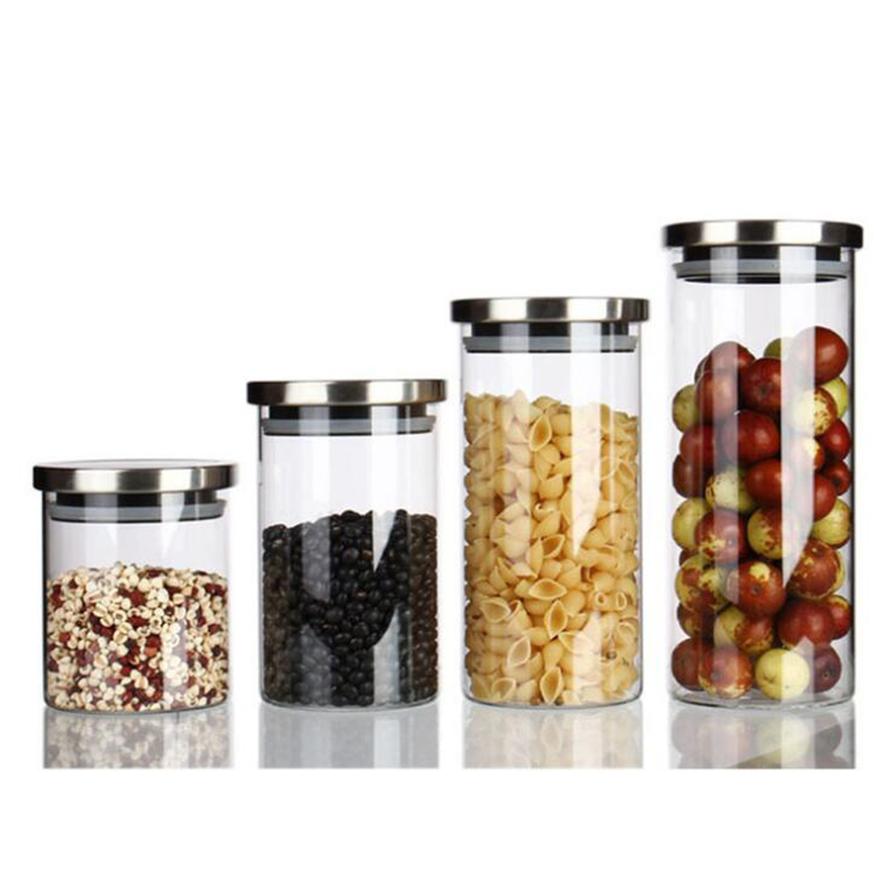Hot Sell Round Type Jar High Borosilicate Storage Empty Jars For Cookies With Metal Lids