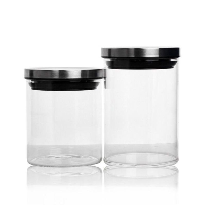 Hot Sell Round Type Jar High Borosilicate Storage Empty Jars For Cookies With Metal Lids