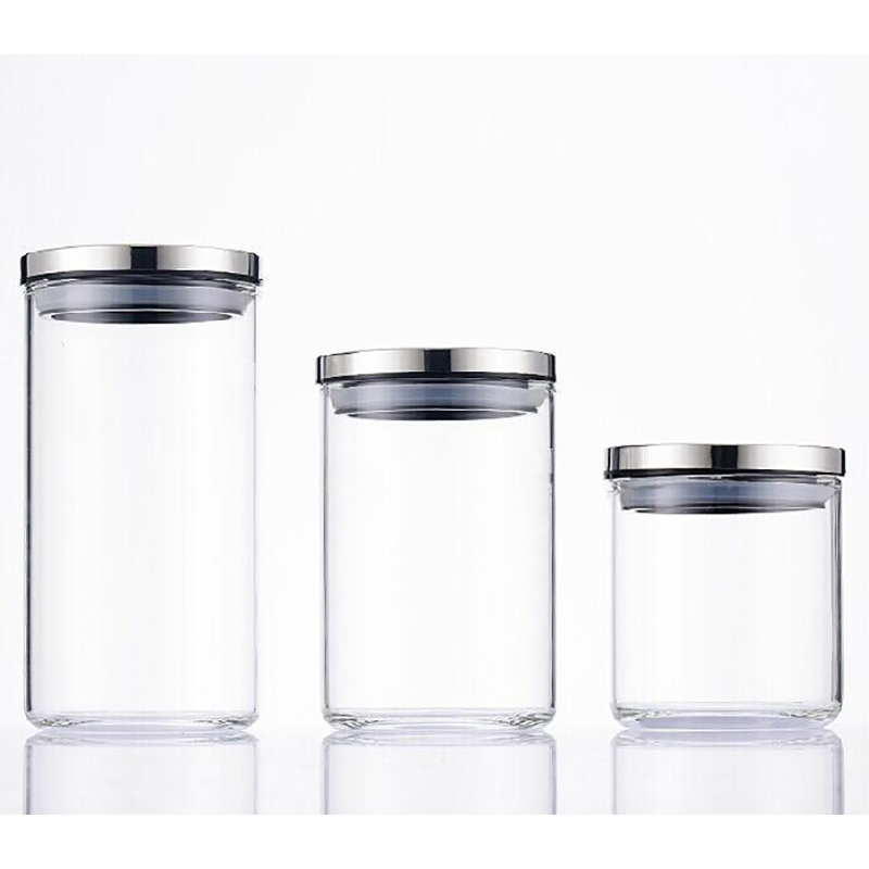 Hot Sell Round Type Jar High Borosilicate Storage Empty Jars For Cookies With Metal Lids