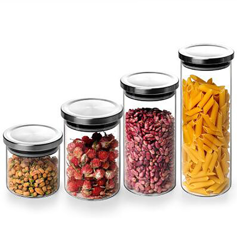 Hot Sell Round Type Jar High Borosilicate Storage Empty Jars For Cookies With Metal Lids