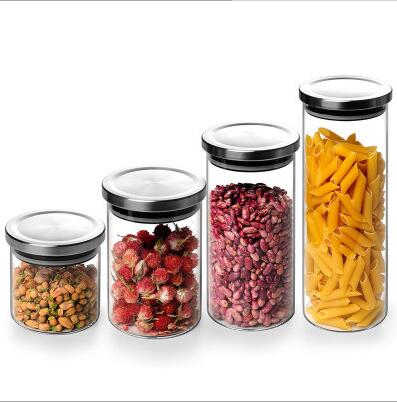 Hot Sell Round Type Jar High Borosilicate Storage Empty Jars For Cookies With Metal Lids