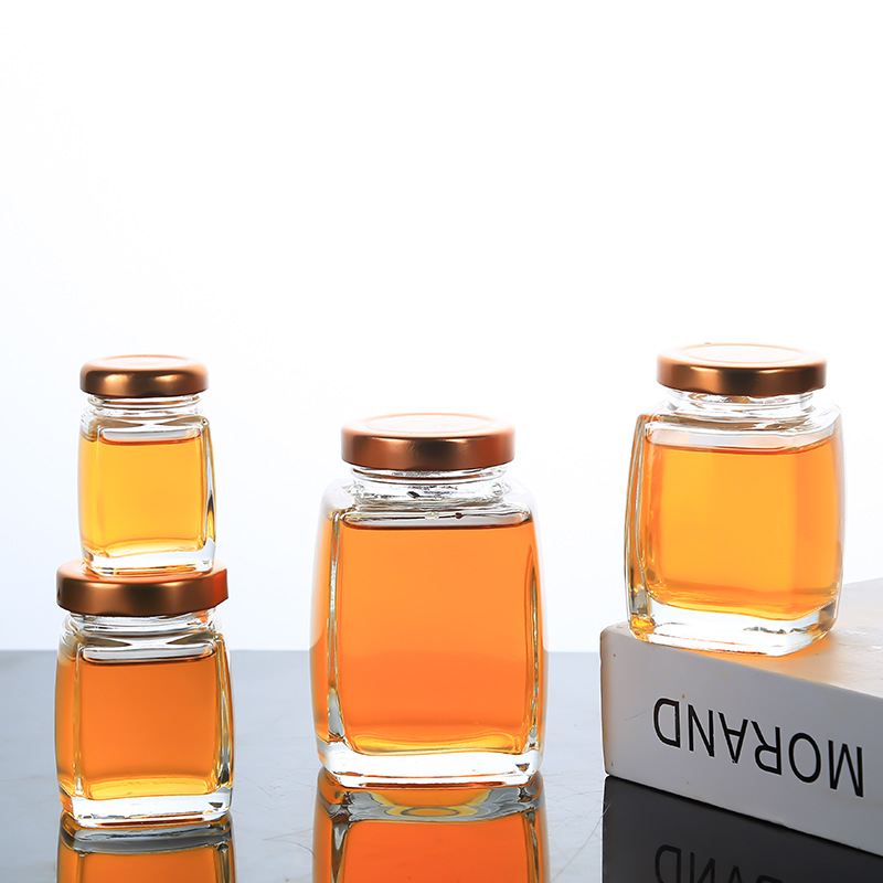 Hot Sell Square Glass Honey Jam caviare Jars&Bottles With Airtight Screw Cap