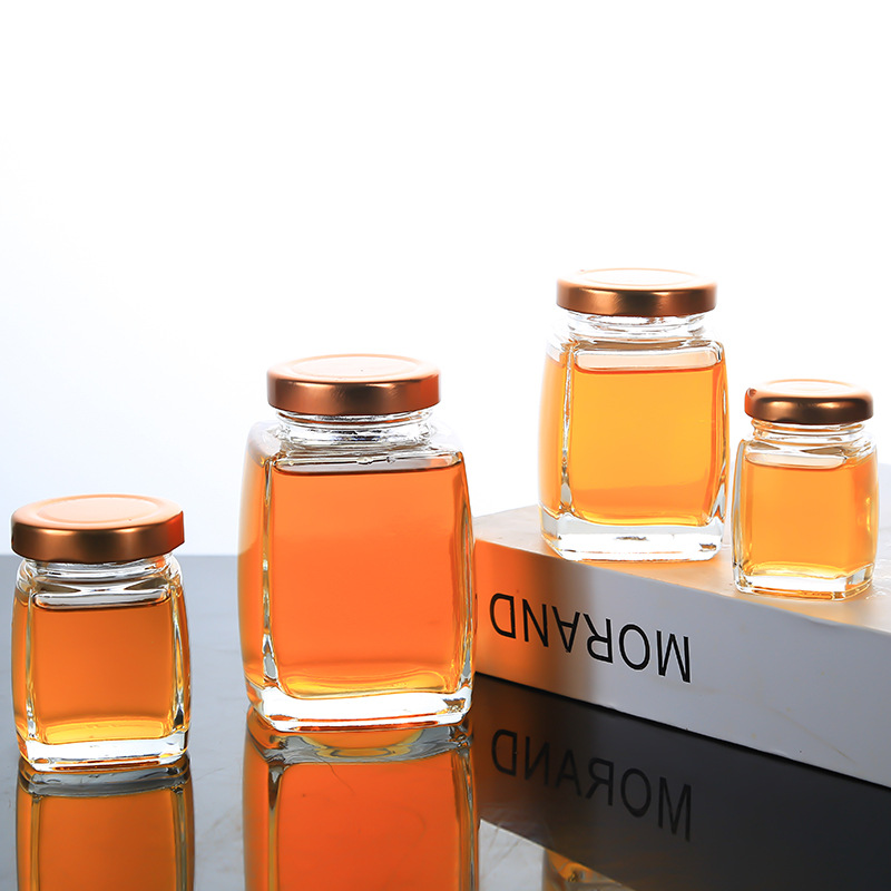 Hot Sell Square Glass Honey Jam caviare Jars&Bottles With Airtight Screw Cap