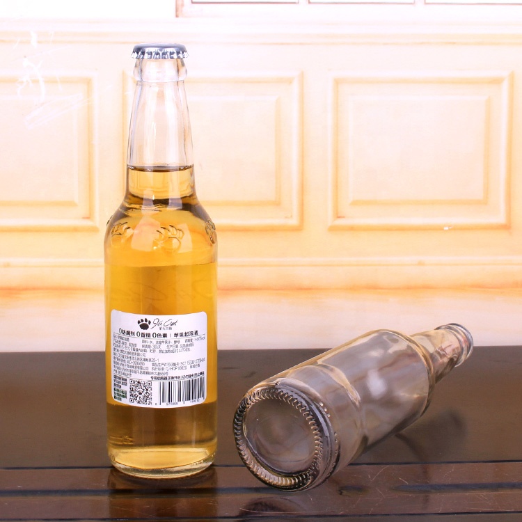 Hot Sell amber and clear 330ml Empty Glass Beer Bottle for Sparkling Wine Alcohol Juice Beverage with metal Crown Cap