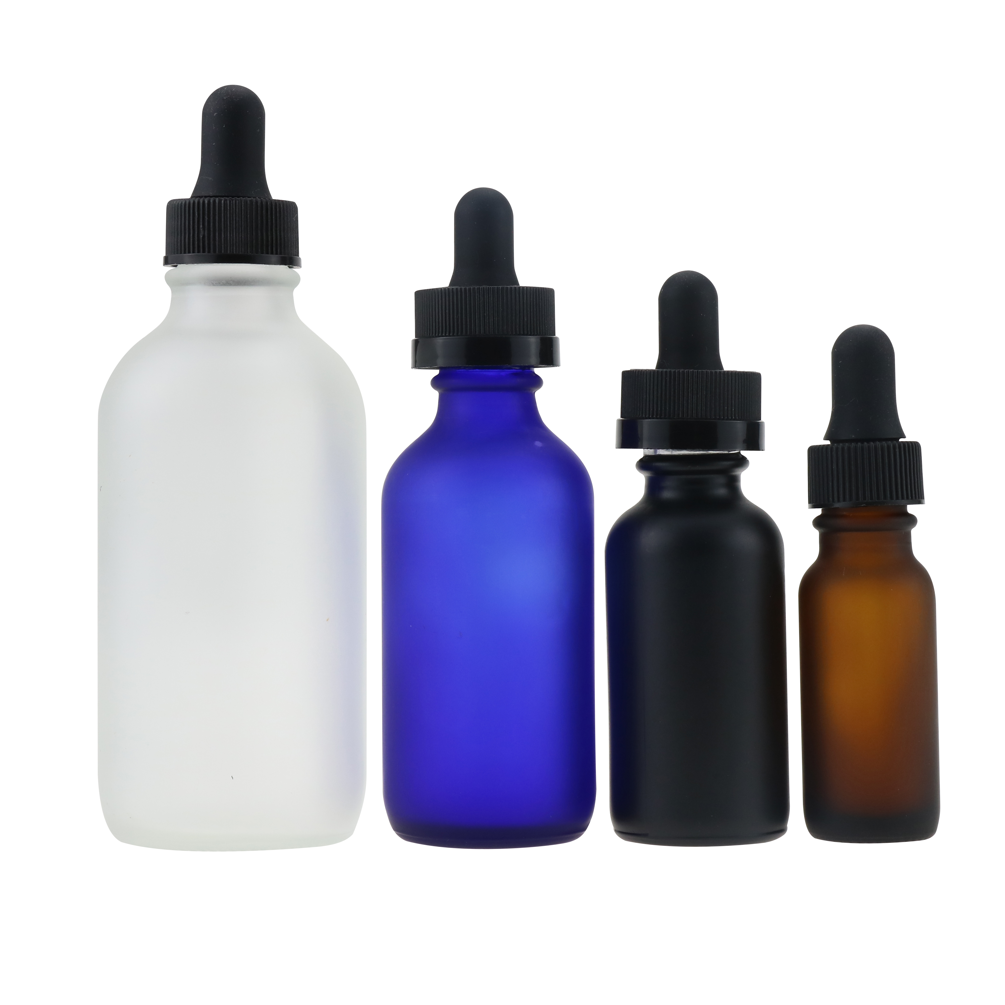 Hot Selling 0.5oz 1oz 2oz 4oz 8oz 16oz 32oz frosted Amber Blue Boston Round Essential Oil Glass Bottle