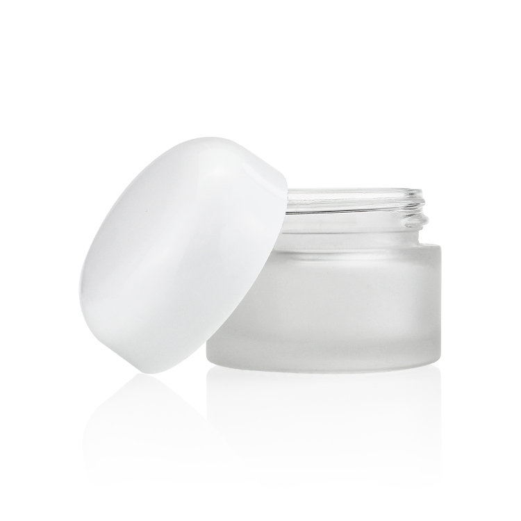 Hot Selling 15g White Mushroom Shape Frosted Glass Cream Jar For Face Cream