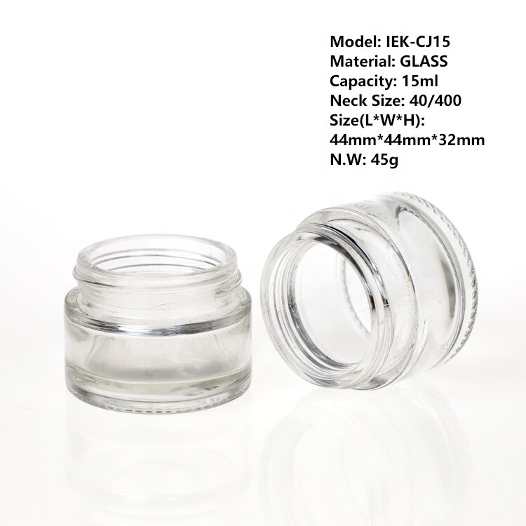 Hot Selling 15ml Glass Cosmetic Jar Clear Container