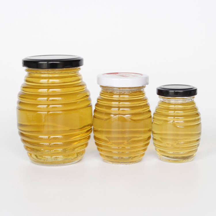 Hot Selling 250ml 350ml Unique Glass Honey Jars In Bulk With Metal Cap