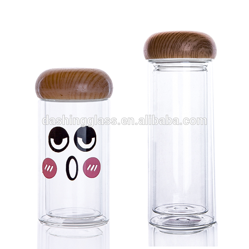 Hot Selling 280ml High Borosilicate Glass Eco friendly Cute Double Wall Water Bottle