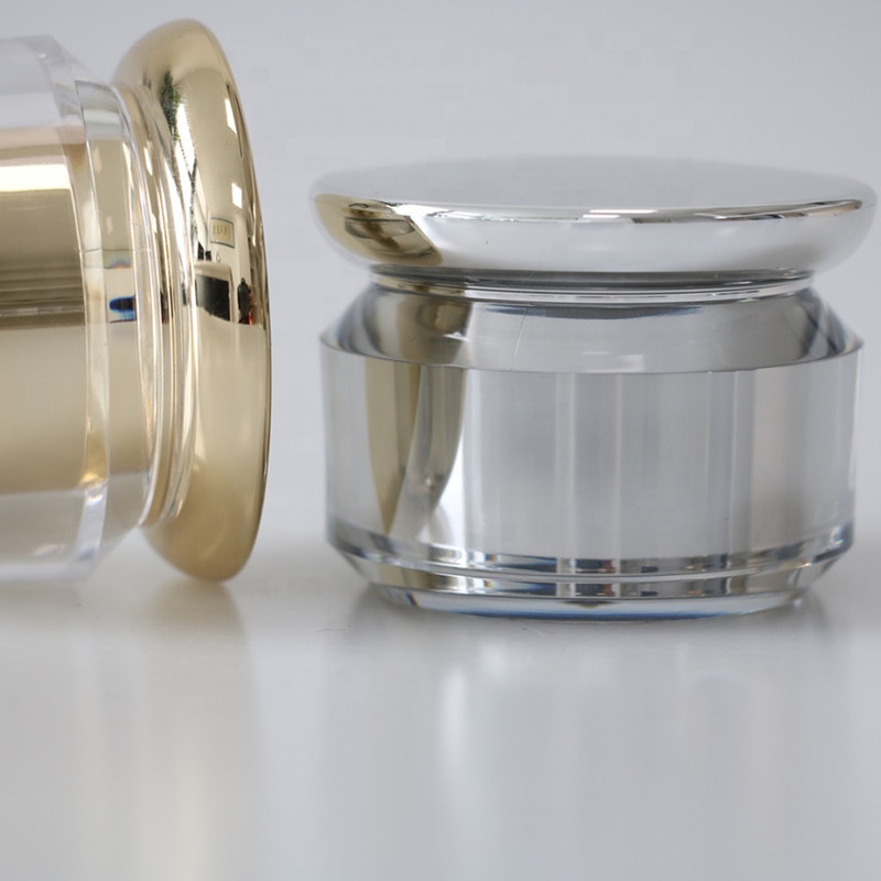 Hot Selling 30g Shiny Gold/Silver Double Wall Mushroom Shape Acrylic Cosmetic Cream Jar
