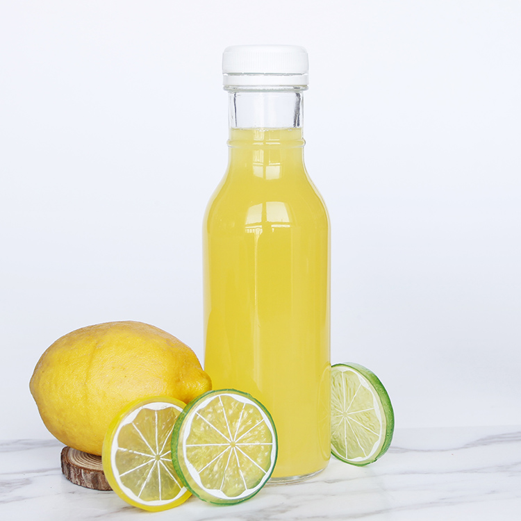 Hot Selling 355ml Glass Kombucha Tea Beverage Bottle 12 oz Ring Neck Round Bottle With Twist Cap For Coffee Sauce