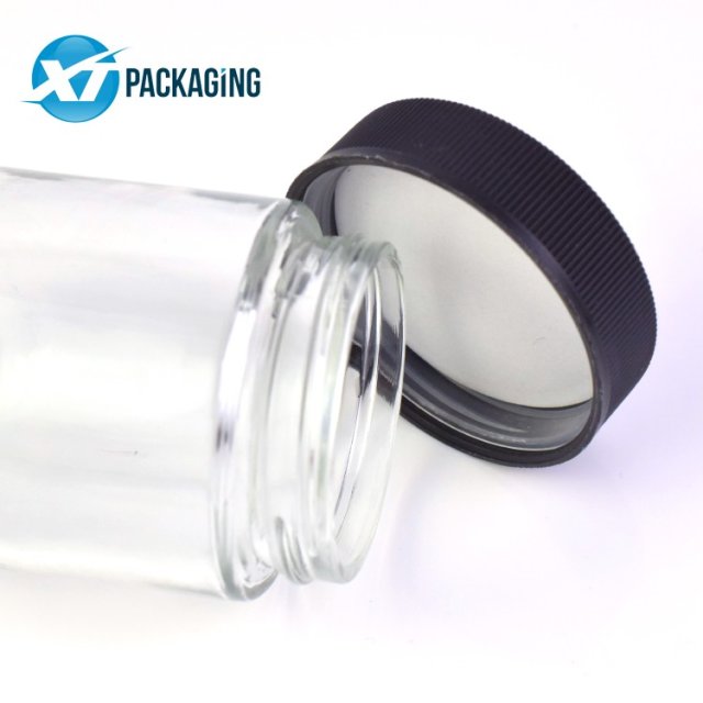 Hot Selling 5 oz transparent glass jar candles container child proof cap hemp flower packaging customized logo OEM