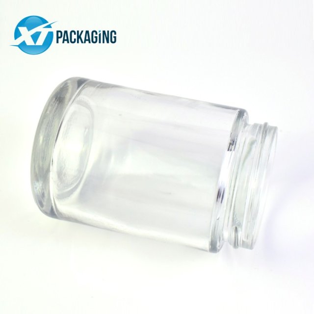 Hot Selling 5 oz transparent glass jar candles container child proof cap hemp flower packaging customized logo OEM