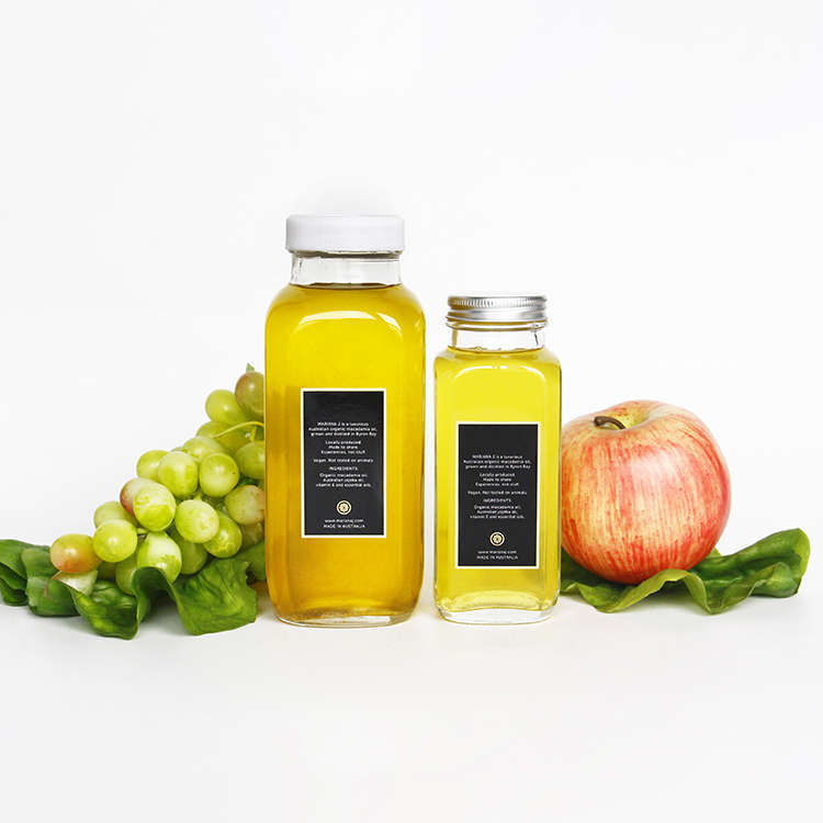 Hot Selling 500ml Square French Beverage Milk Juice Yogurt Glass Bottle with Lids