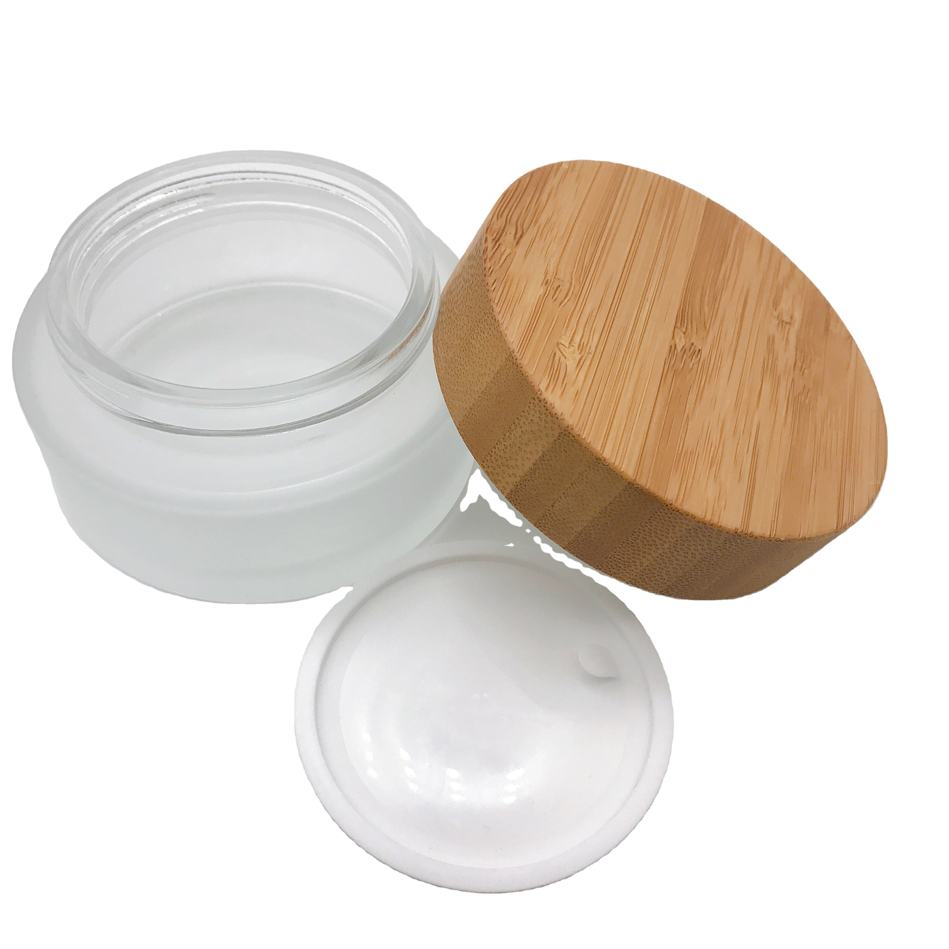 Hot Selling 50g Bamboo Wood Cap Frosted Color Cream Jar