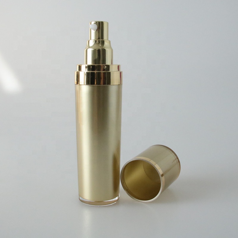 Hot Selling 50ml Cylindrical Shape Acrylic Double Wall Plastic Lotion Pump Bottle In Stock