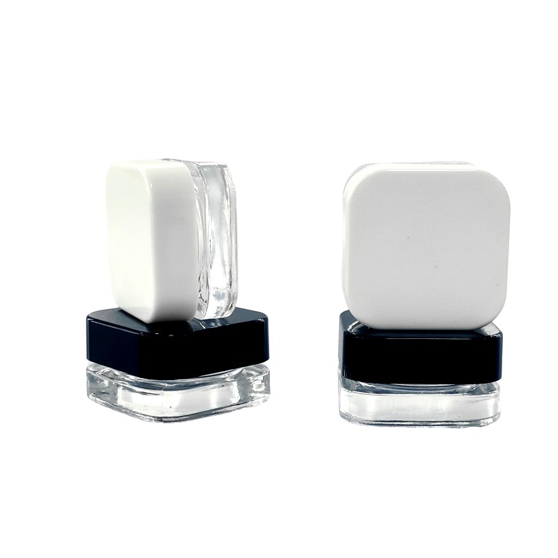 Hot Selling 5ml 9ml Jar Square Qube Glass Jar CR Cap For Extract Concentrate Wax Child Resistance Lid