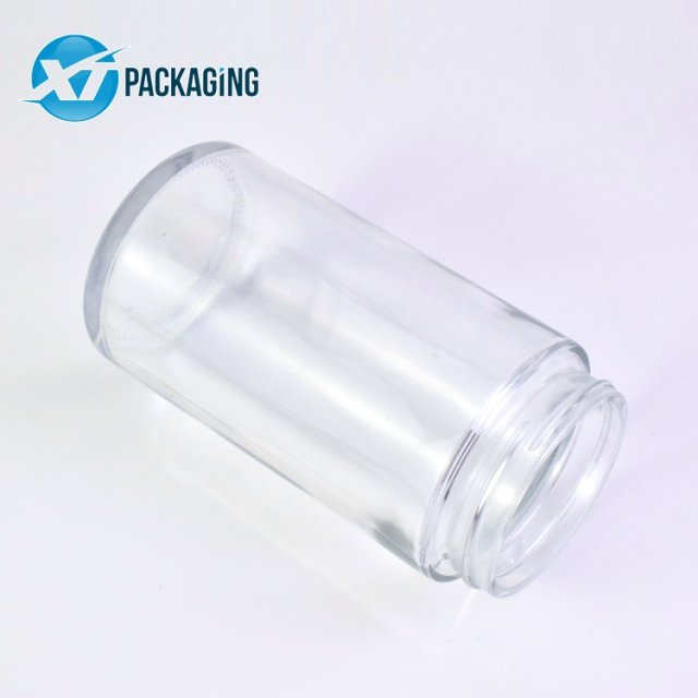 Hot Selling 6 oz transparent glass jar candles container child proof cap hemp flower packaging customized logo