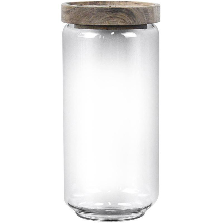 Hot Selling Airtight Container Glass Canister Storage Jars with Wood Lids