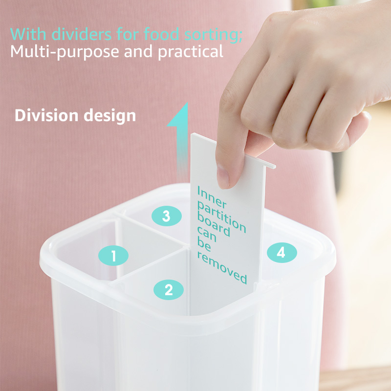 Hot Selling Airtight Container Large Jar Kitchen Storage Jars Plastic Cereal Storage Jars Canisters With Built-in Partition