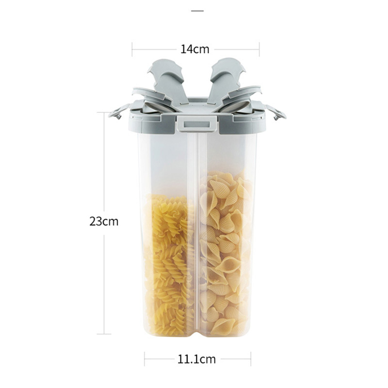 Hot Selling Airtight Container Large Jar Kitchen Storage Jars Plastic Cereal Storage Jars Canisters With Built-in Partition