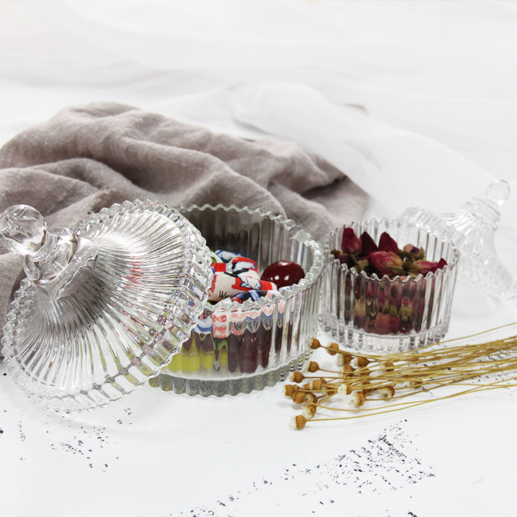 Hot Selling Clear Glass Sugar Candy Bowl/Jar with Lid