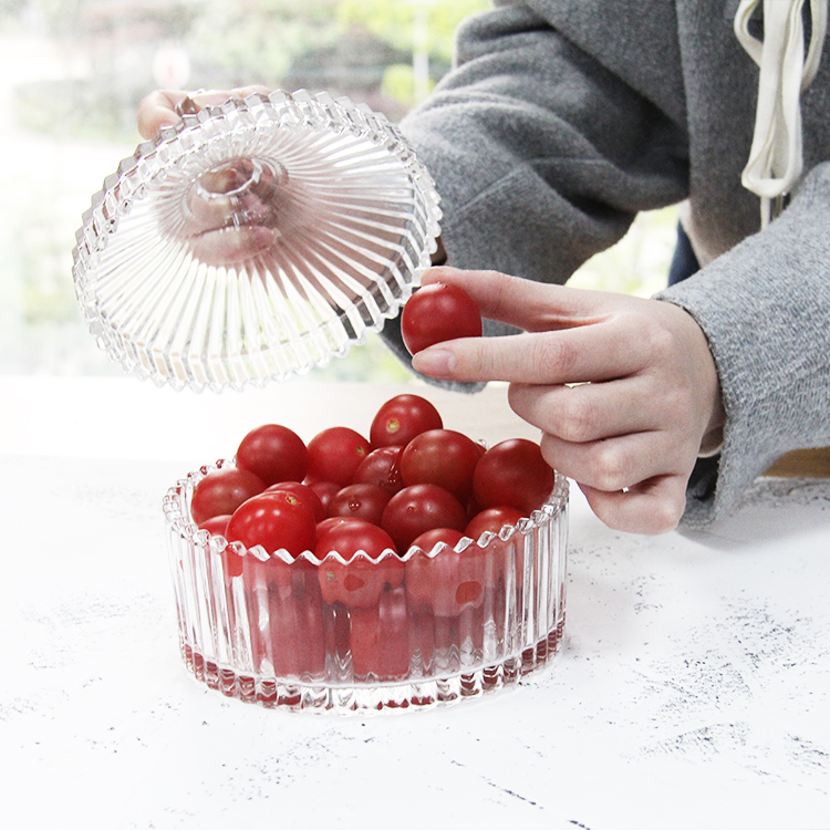 Hot Selling Clear Glass Sugar Candy Bowl/Jar with Lid