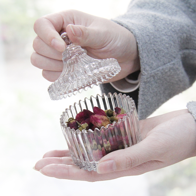 Hot Selling Clear Glass Sugar Candy Bowl/Jar with Lid