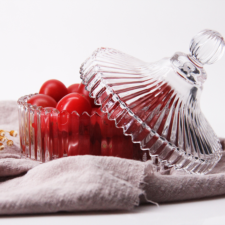 Hot Selling Clear Glass Sugar Candy Bowl/Jar with Lid